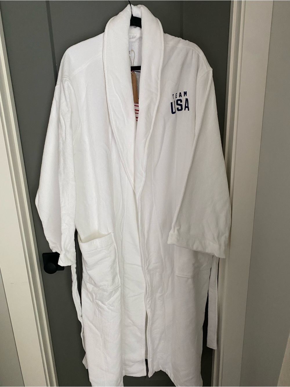 White Team USA Embroidered Skims Long Robe